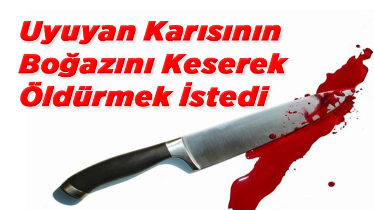 Uyuyan Karısının Boğazını Keserek Öldürmek İstedi