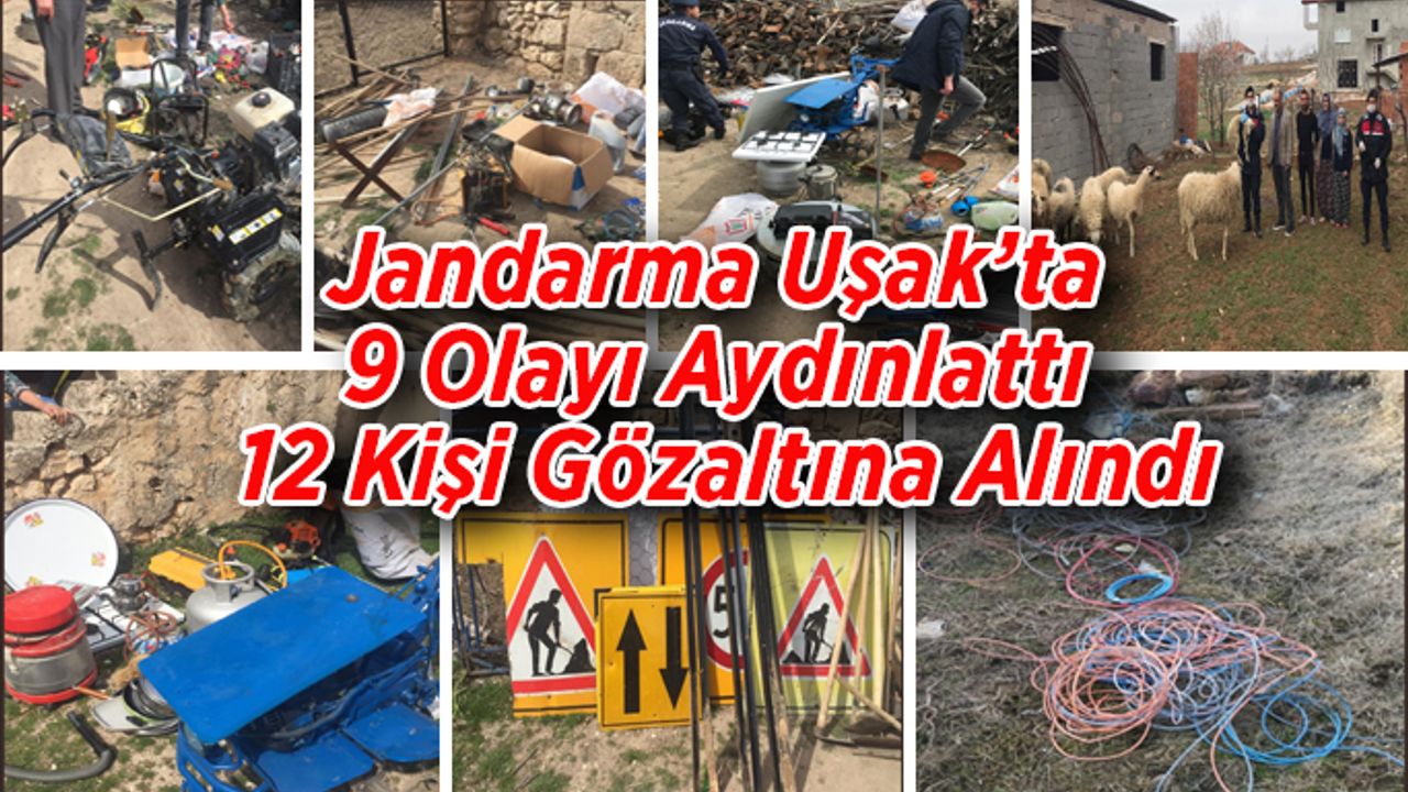Jandarma Uşak’ta 9 olayı aydınlattı, 12 kişi gözaltına alındı
