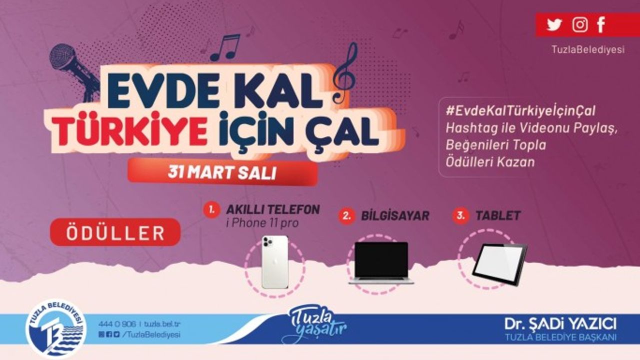 'Evde kal Türkiye için çal' yarışması kazandırıyor