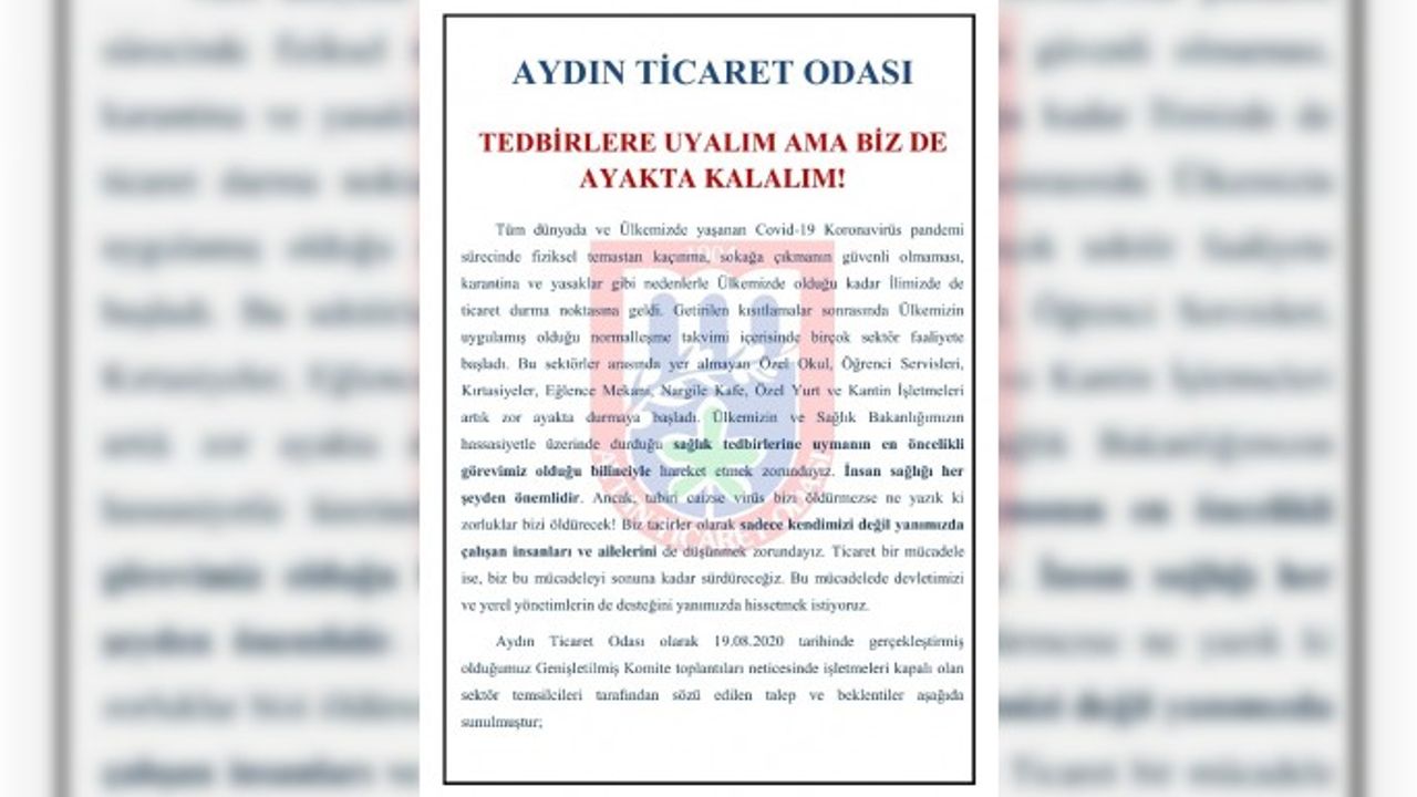 AYTO işletmeleri kapalı olan sektör temsilcilerinin beklentilerini raporlaştırdı