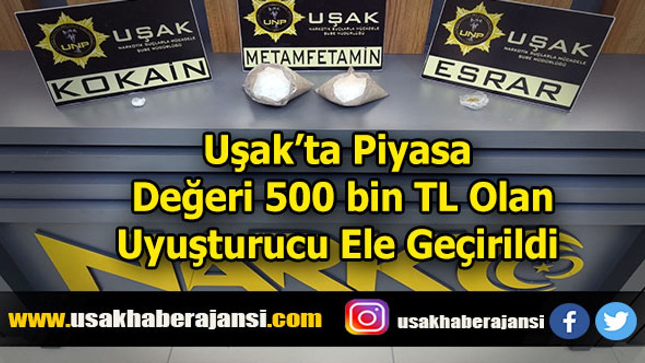 Uşak’ta Uyuşturucu Operasyonu, Piyasa Değeri 500 bin TL