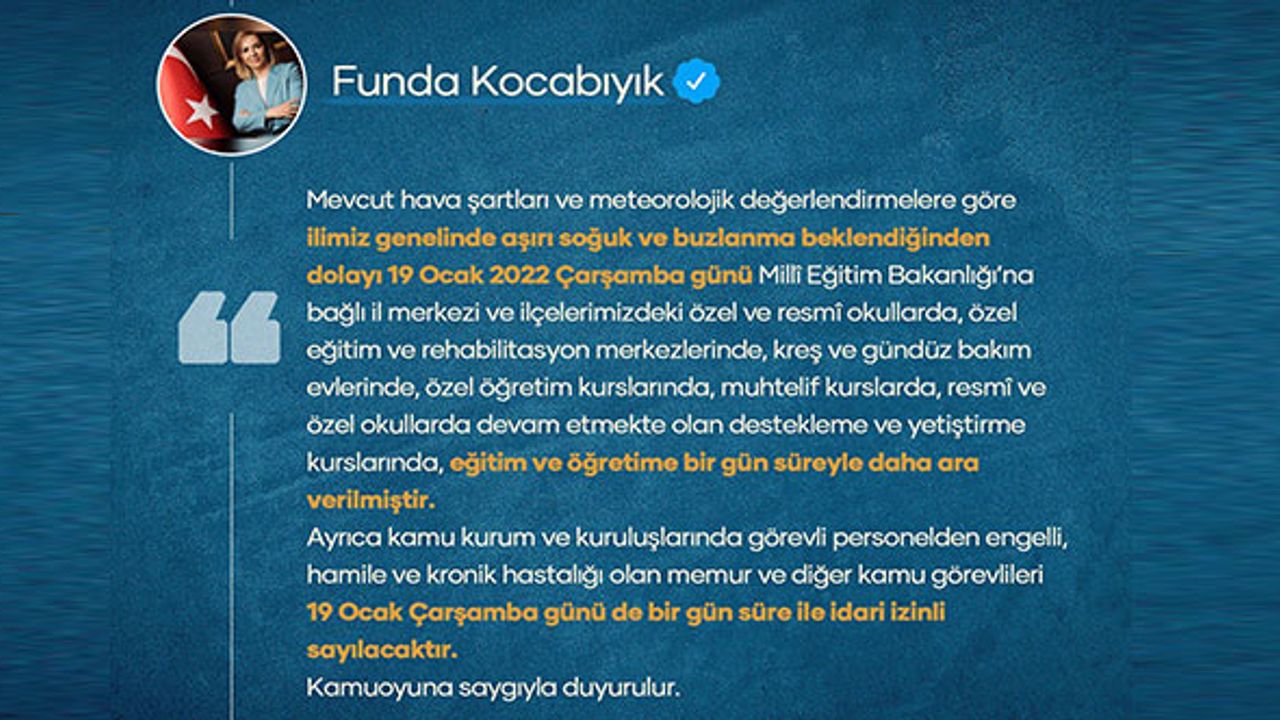 Uşak'ta buzlanma beklendiğinden Çarşamba günü eğitime 1 gün ara verildi