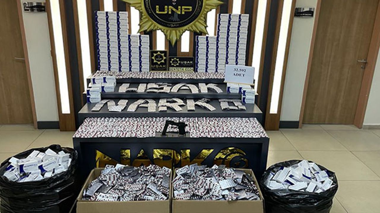 Uşak'ta 32 bin 592 uyuşturucu nitelikli hap ele geçirildi, 2 tutuklama