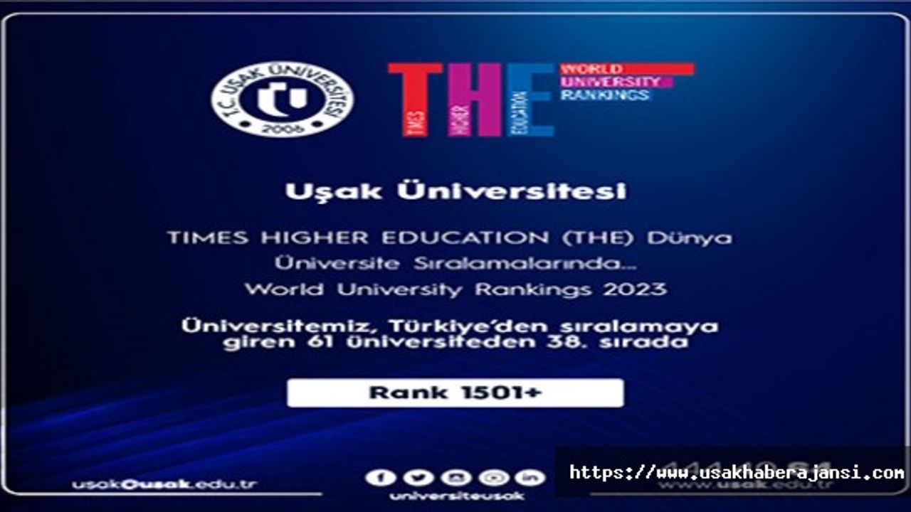 Uşak Üniversitesi THE 2023 Dünya Üniversiteler Sıralamasına Girmeyi Başardı