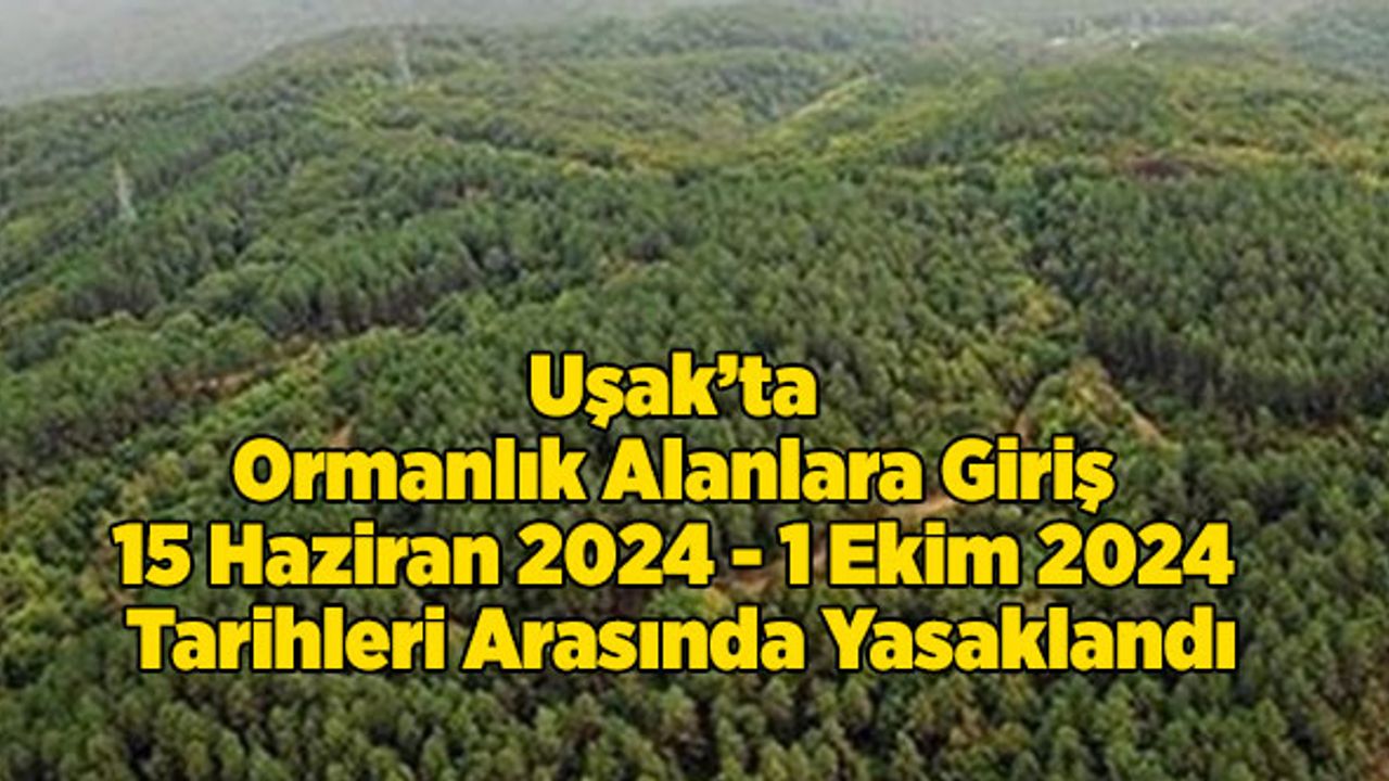 Uşak’ta Ormanlık Alanlara Giriş 15 Haziran ile 1 Ekim Tarihleri Arasında Yasaklandı