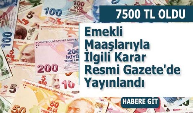 Emekli Maaşlarıyla İlgili Karar Resmi Gazete'de Yayınlandı
