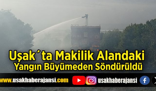 Uşak´ta Makilik Alandaki Yangın Büyümeden Söndürüldü