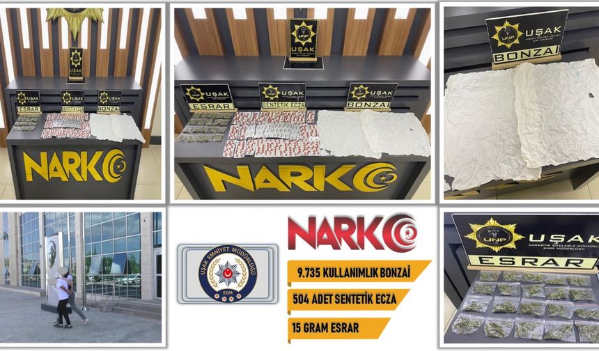 UŞAK NARKOTİK POLİSLERİ SUÇLULARA GÖZ AÇTIRMIYOR