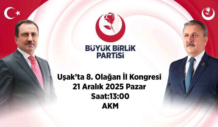 Büyük Birlik Partisi Uşak’ta 8. Olağan İl Kongresini Gerçekleştiriyor